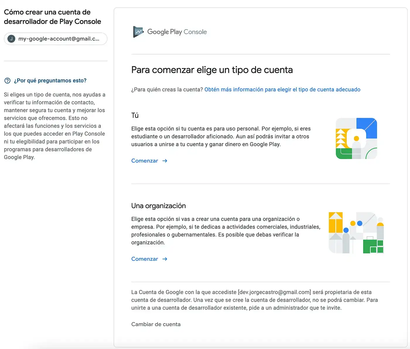 segundo paso para la creación de la cuenta