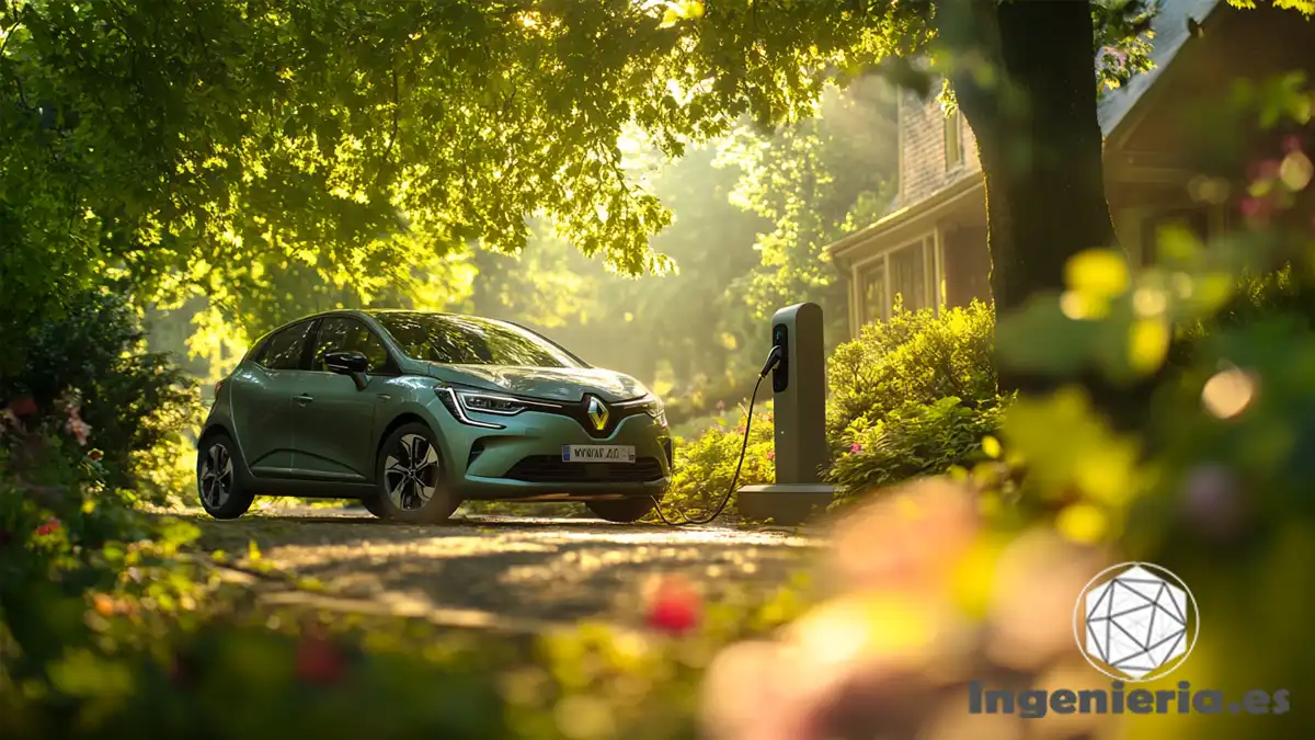 Un Renault Zoe eléctrico cargando en una estación