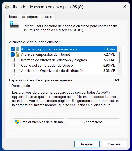 Liberar espacio en windows