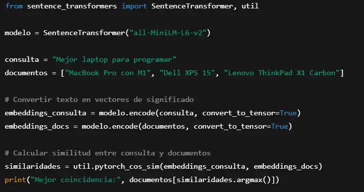 Ejemplo de búsqueda semántica con sentence-transformers