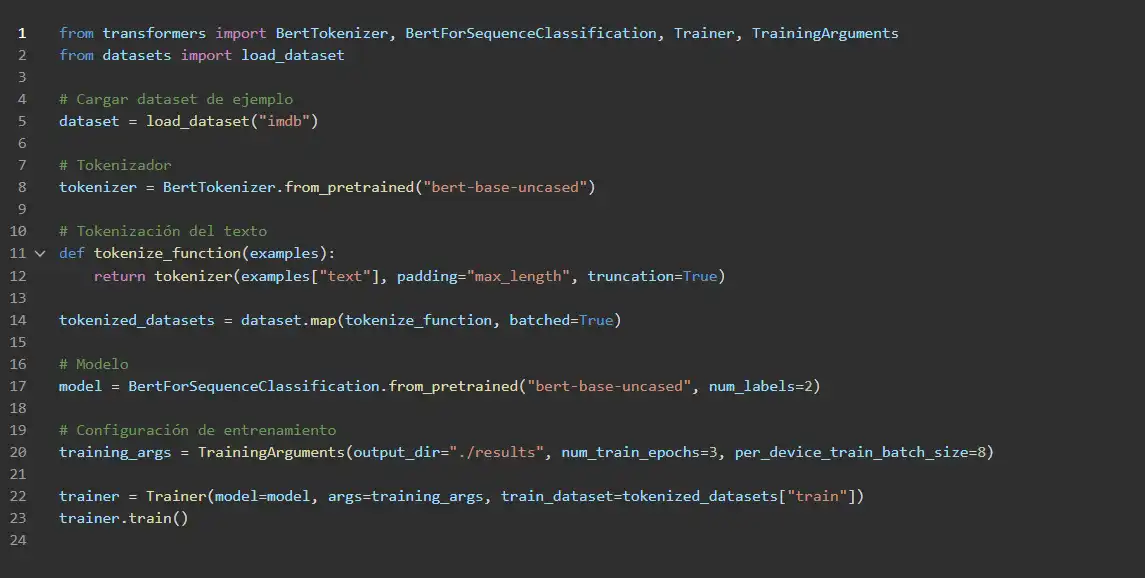 Entrenamiento de un Modelo con Transformers