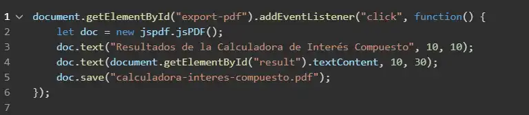 función de exportar PDF
