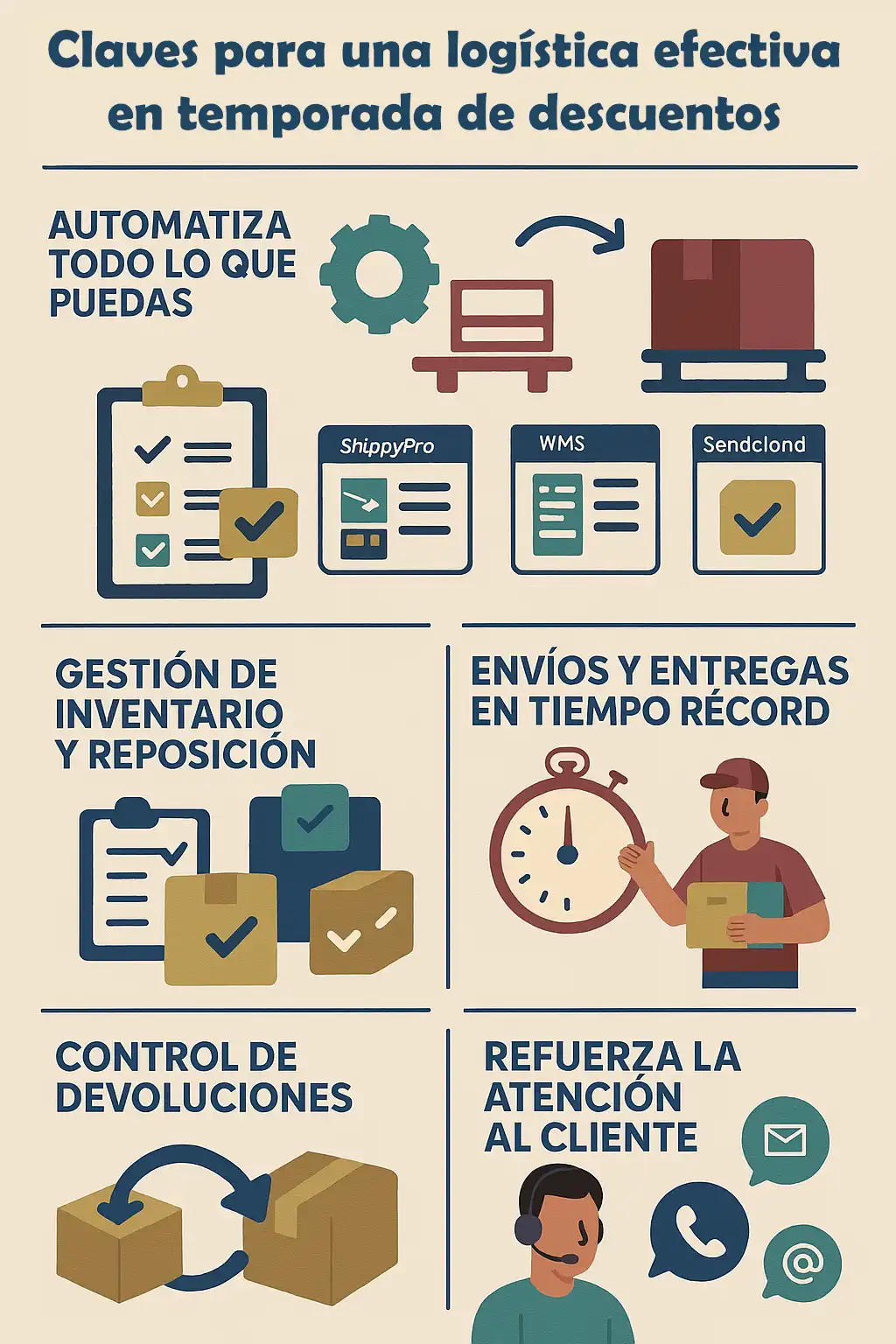 Claves para una logística efectiva en temporada de descuentos infografía