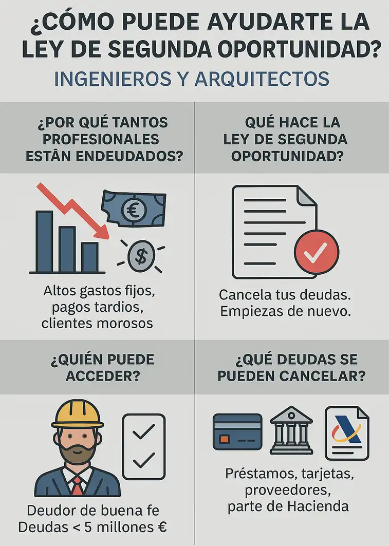 cómo puede un ingeniero o un arquitecto salir de una deuda Infografía