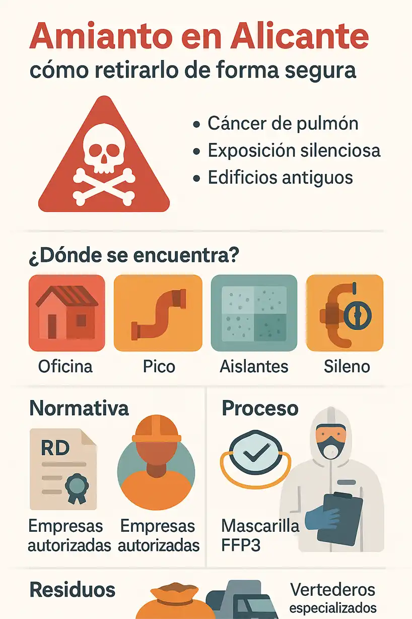 cómo se retira el amianto de forma segura infografía