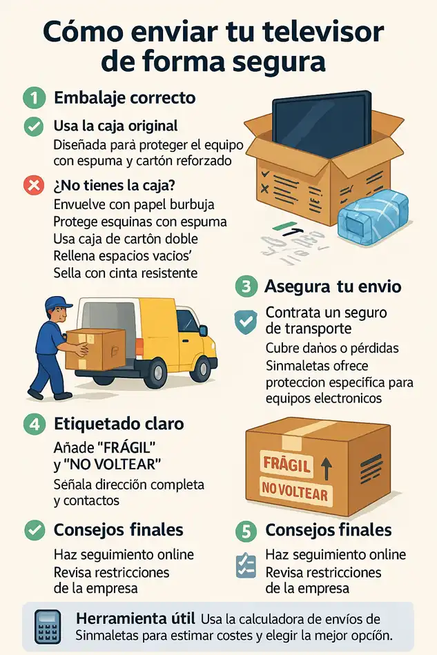 Cómo enviar un televisor de forma segura infografía