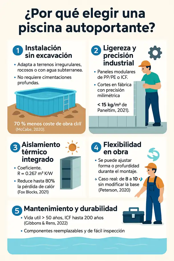 Por qué elegir una piscina autoportante