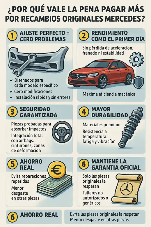 vale la pena pagar más por recambios originales Mercedes infografía 2