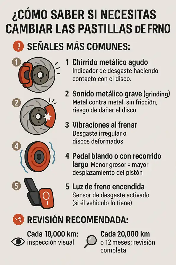 Cómo saber si necesito cambio de pastillas de freno infografía