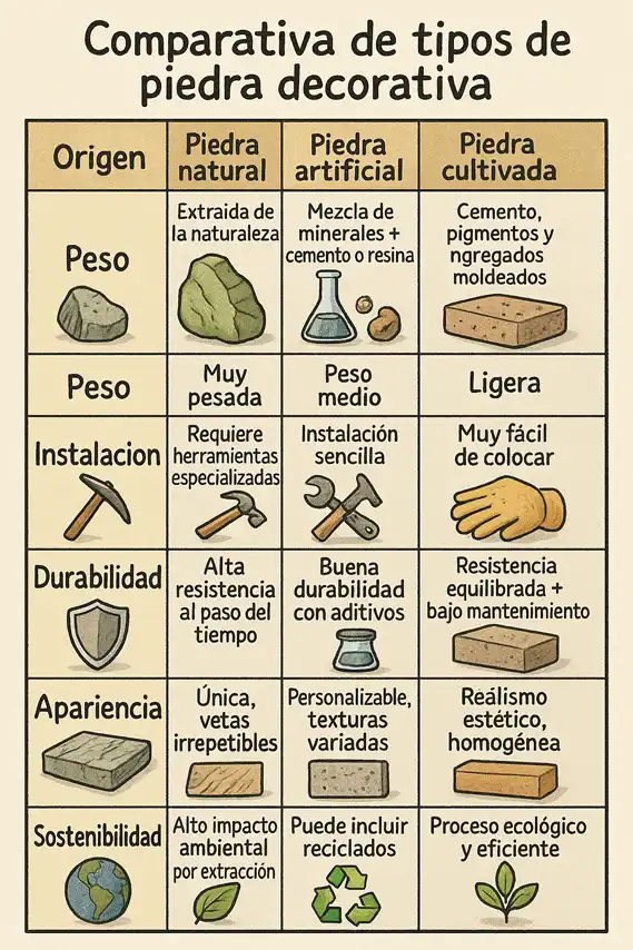 Innovaciones tecnológicas en la fabricación de piedra decorativa infografía