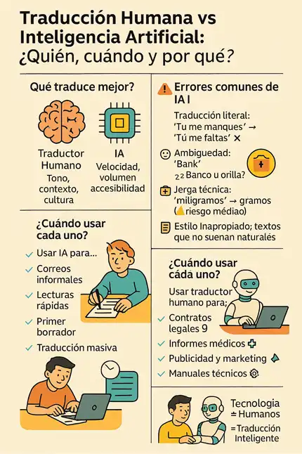 Traductor humano o inteligencia artificial infografía
